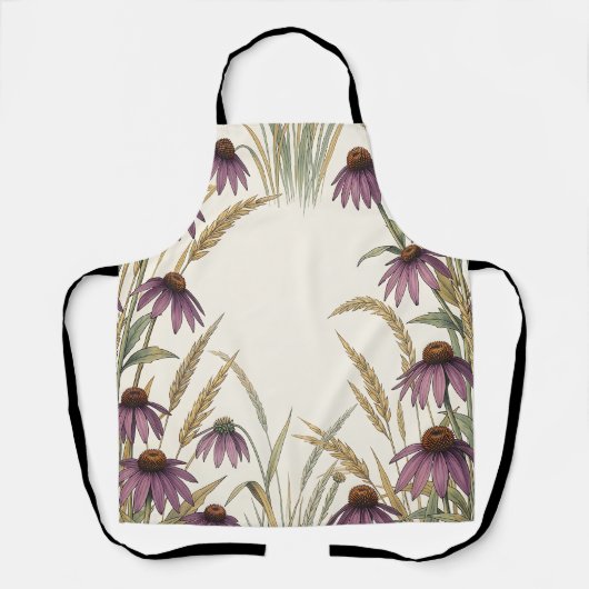 Paarse Echinacea Tarwe Botanisch Schort (Voorkant)