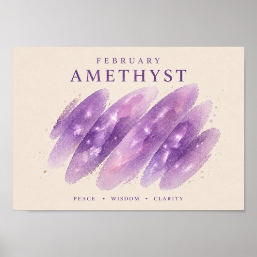 Paarse edelsteen Amethyst Kunst A4 Poster (Voorkant)