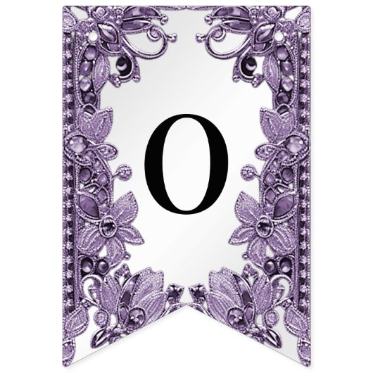 Paarse Edelsteen Bloem Slinger Vlag Vlaggetjes (Tweede vlag)