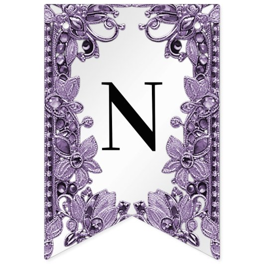 Paarse edelsteen bloembunting vlag vlaggetjes (Derde vlag)