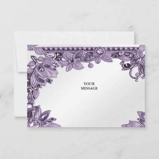 Paarse Edelsteen Bloemen Dank u kaart (Achterkant)