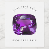 Paarse edelsteen wijn etiket (Enkel label)