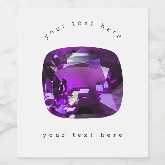 Paarse edelsteen wijn etiket (Enkel label)