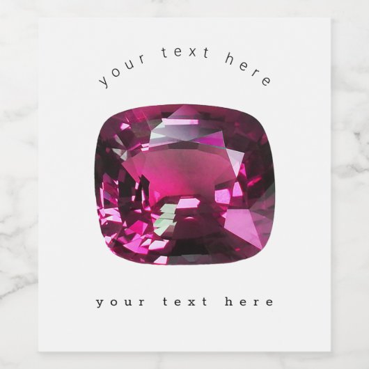 Paarse edelsteen wijn etiket (Enkel label)