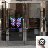 paarse edelstenen vlinder  raamsticker (Kantoordeur)