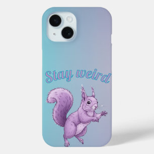 Paarse Eekhoorn Cartoon Pastel Gradiënt iPhone 15 Case