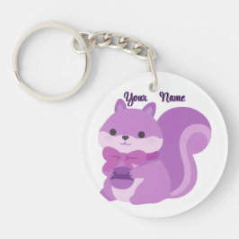 Paarse Eekhoorn Cute Kawaii Op Maat Sleutelhanger