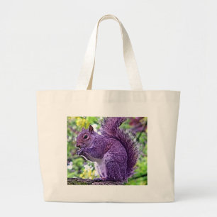 Paarse eekhoorn grote tote bag