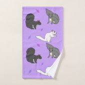 Paarse eekhoorns bad handdoek (Handdoek)