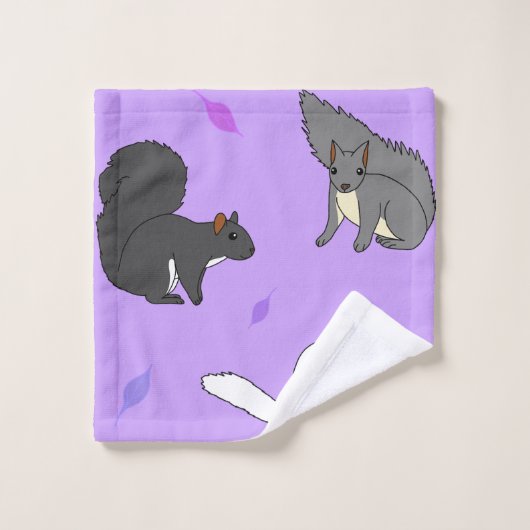 Paarse eekhoorns bad handdoek (Wasdoekje)
