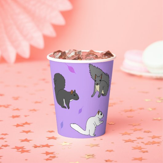 Paarse eekhoorns papieren bekers (Insitu)