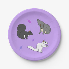 Paarse eekhoorns papieren bordje