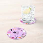 Paarse een beetje Boo Schattige Halloween Baby sho Ronde Kartonnen Onderzetter (Insitu)