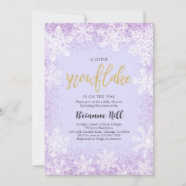 Paarse een beetje sneeuwvlok Baby shower Kaart