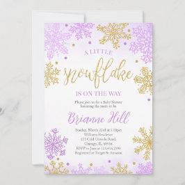 Paarse een beetje sneeuwvlok Baby shower Kaart