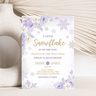 Paarse een beetje sneeuwvlok Baby shower Kaart