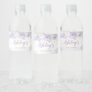 Paarse een beetje sneeuwvlok Baby shower Waterfles Etiket