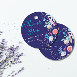 Paarse een kleine parel onder het zeeen baby showe bedankjes labels