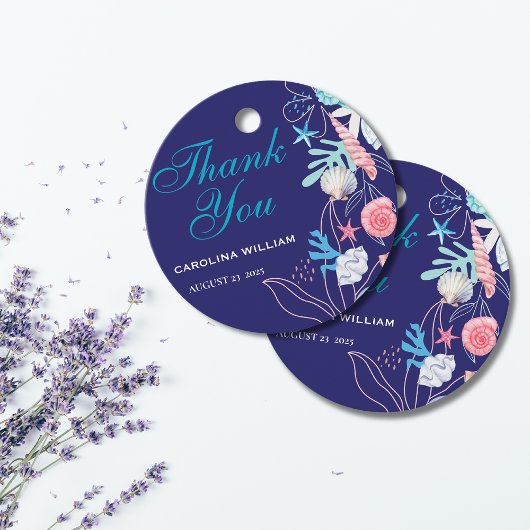 Paarse een kleine parel onder het zeeen baby showe bedankjes labels