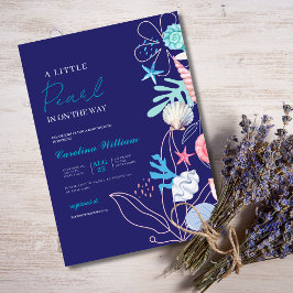 Paarse een kleine parel onder het zeeen baby showe kaart