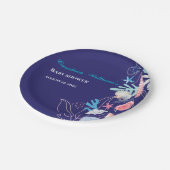 Paarse een kleine parel onder het zeeen baby showe papieren bordje (Gekanteld)