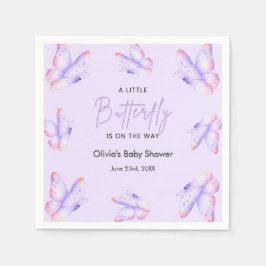 Paarse Een Kleine Vlinder Baby Shower  Servet