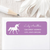 Paarse eenhoorn adreslabel etiket (Insitu)