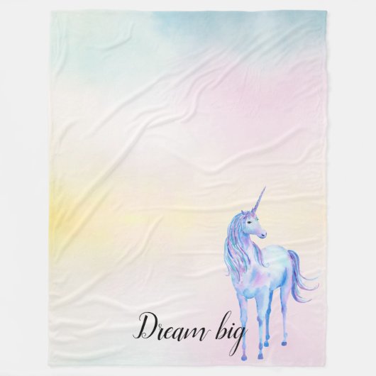 Paarse Eenhoorn Aqua Pink Yellow Tie Dye Fleece Deken (Voorkant)