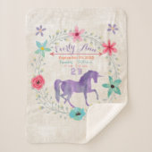 Paarse Eenhoorn Baby Meisje Stats Waterverf Krans Sherpa Deken (Voorkant)