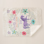 Paarse Eenhoorn Baby Meisje Stats Waterverf Krans Sherpa Deken (Voorkant (horizontaal))