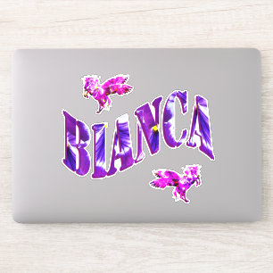 Paarse Eenhoorn Bianca naam Logo, Sticker