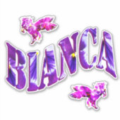 Paarse Eenhoorn Bianca naam Logo, Sticker (Voorkant)