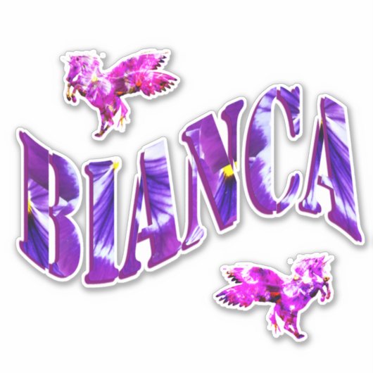 Paarse Eenhoorn Bianca naam Logo, Sticker (Voorkant)