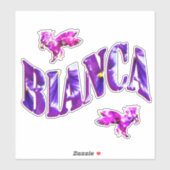 Paarse Eenhoorn Bianca naam Logo, Sticker (Vel)
