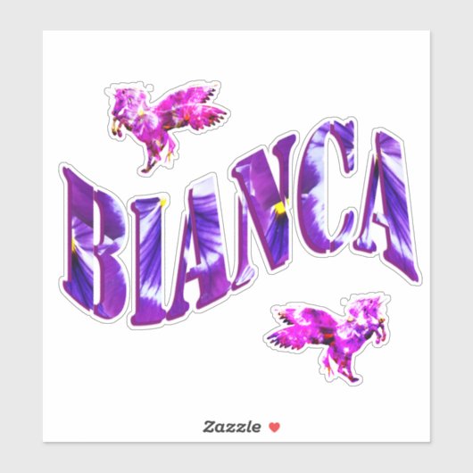Paarse Eenhoorn Bianca naam Logo, Sticker (Vel)