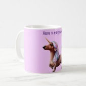 Paarse Eenhoorn Dachshund Koffiemok (Voorkant links)