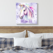 Paarse eenhoorn droom glitter harten canvas afdruk (Insitu (Slaapkamer))