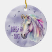 Paarse eenhoorn droom glitter harten keramisch ornament (Voorkant)