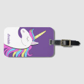 Paarse Eenhoorn  Eenhoorns Fantasy Bagagelabel (Voorkant (horizontaal))