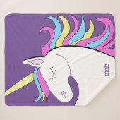 Paarse Eenhoorn  Eenhoorns Fantasy Sherpa Deken (Voorkant (horizontaal))