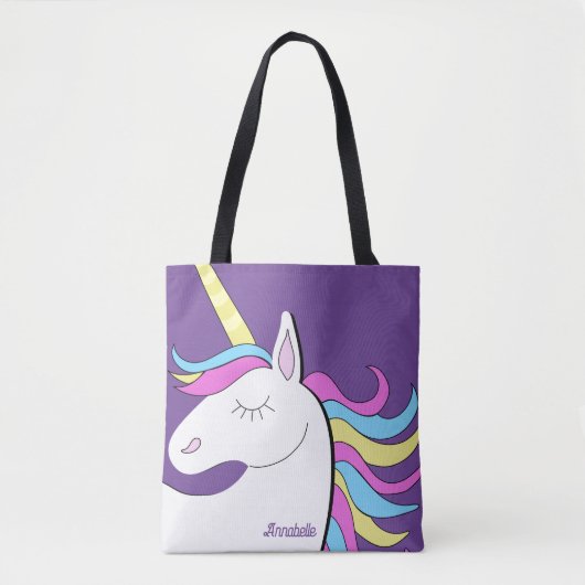Paarse Eenhoorn Eenhoorns Fantasy Tote Bag (Voorkant)