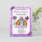  Paarse Eenhoorn en de Verjaardag van het Regenboo Kaart (Staand voorkant)