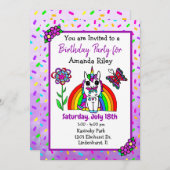  Paarse Eenhoorn en de Verjaardag van het Regenboo Kaart (Voorkant / Achterkant)