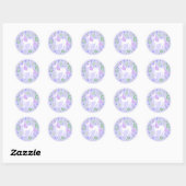 Paarse Eenhoorn Faux Paarse Glitter Ronde Sticker (Vel)