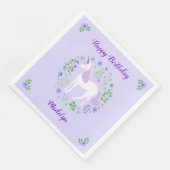 Paarse Eenhoorn Faux Paarse Glitter Verjaardag Servet (Hoek)