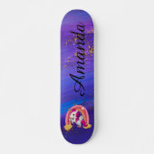 Paarse eenhoorn gepersonaliseerd persoonlijk skateboard (Voorkant)