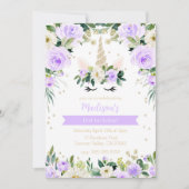 Paarse Eenhoorn Girly Verjaardag Kaart (Voorkant)