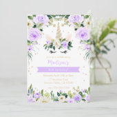 Paarse Eenhoorn Girly Verjaardag Kaart (Staand voorkant)