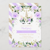 Paarse Eenhoorn Girly Verjaardag Kaart (Voorkant / Achterkant)