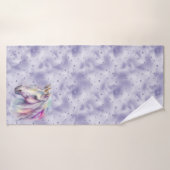 Paarse eenhoorn glitter harten badhanddoek (Badhanddoek)